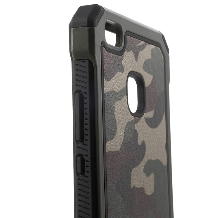 Camouflage Leather Coated PC TPU Hybrid Shell for Huawei P9 Lite / G9 Lite - Army Green-4