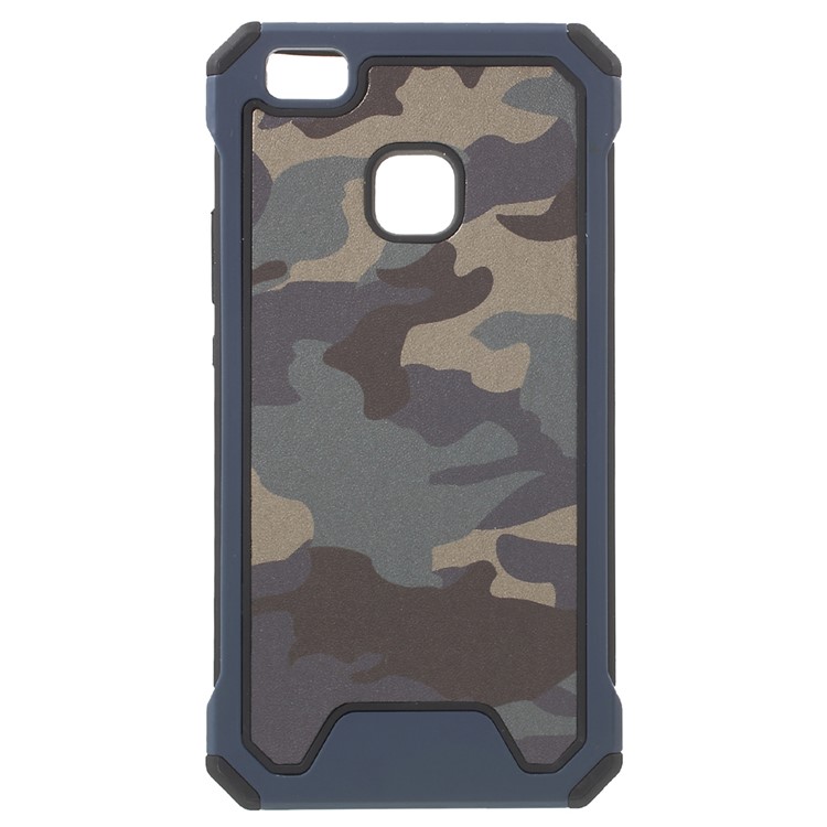 Camouflage Leather Coated PC TPU Combo Cover for Huawei P9 Lite / G9 Lite - Dark Blue-1