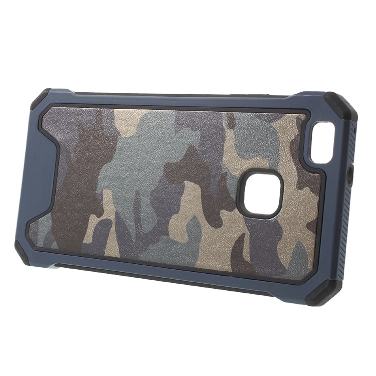 Camouflage Leather Coated PC TPU Combo Cover for Huawei P9 Lite / G9 Lite - Dark Blue-2