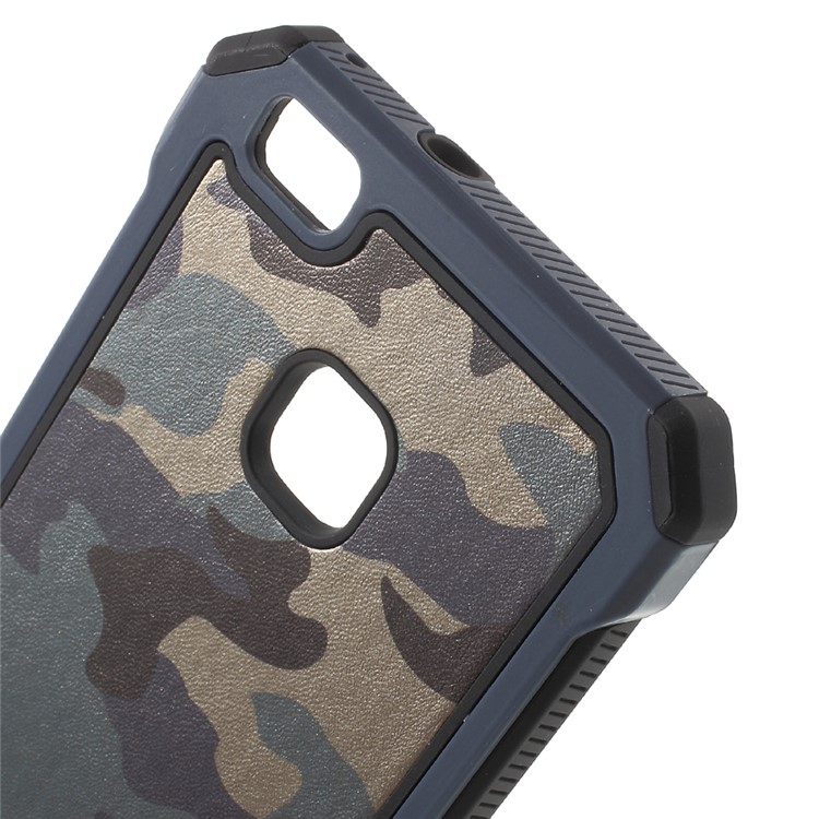 Camouflage Leather Coated PC TPU Combo Cover for Huawei P9 Lite / G9 Lite - Dark Blue-3