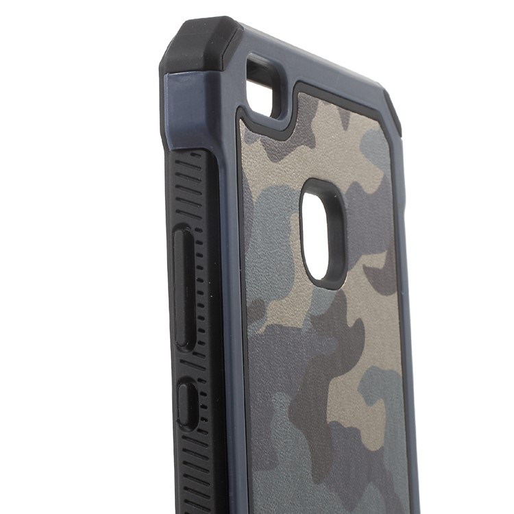 Camouflage Leather Coated PC TPU Combo Cover for Huawei P9 Lite / G9 Lite - Dark Blue-4