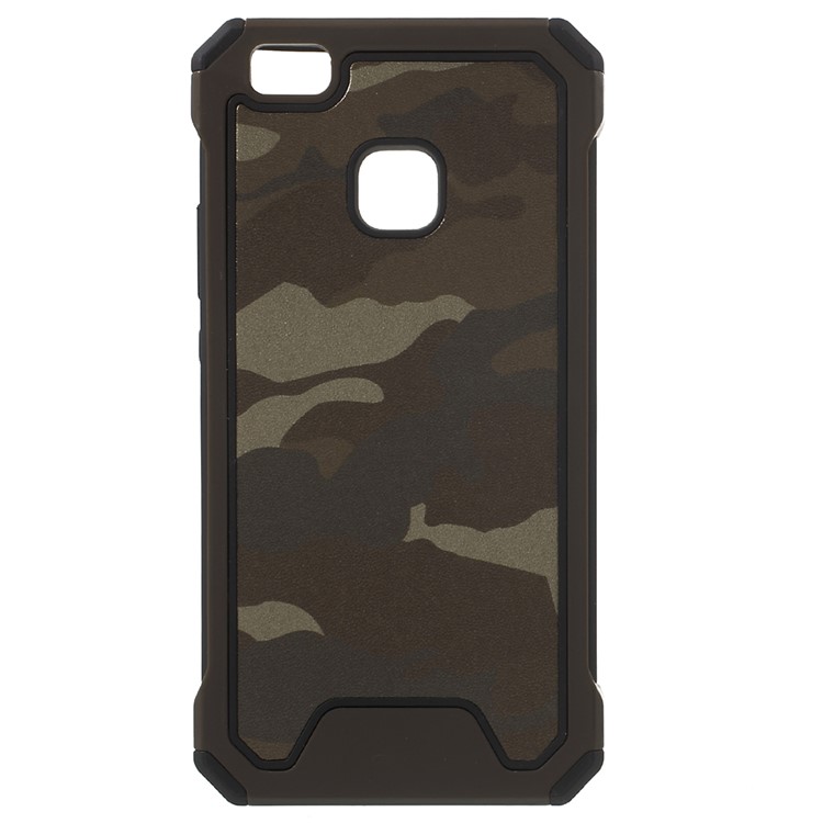 Camouflage Leather Coated PC TPU Protective Cover for Huawei P9 Lite / G9 Lite - Coffee-1