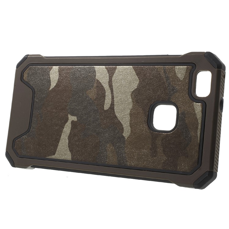 Camouflage Leather Coated PC TPU Protective Cover for Huawei P9 Lite / G9 Lite - Coffee-2