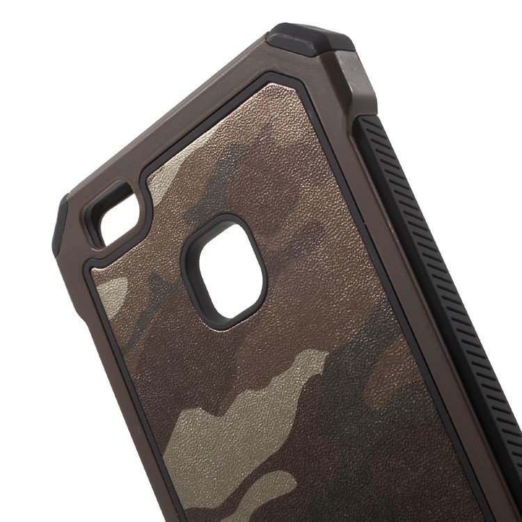 Camouflage Leather Coated PC TPU Protective Cover for Huawei P9 Lite / G9 Lite - Coffee-3