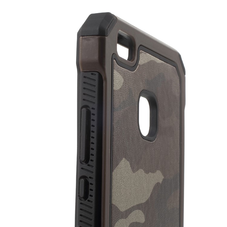 Camouflage Leather Coated PC TPU Protective Cover for Huawei P9 Lite / G9 Lite - Coffee-4
