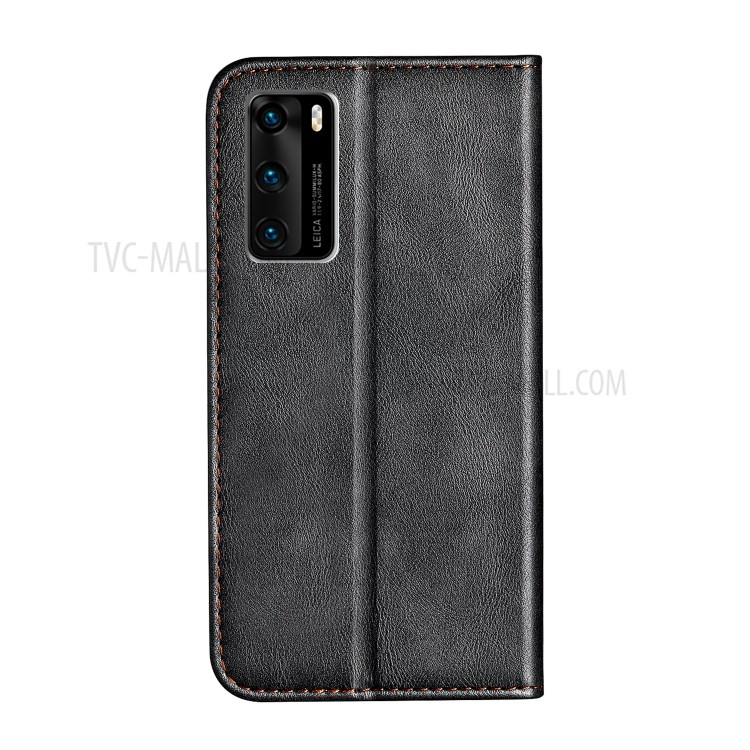 Auto-absorbed Business Splice Leather Case with Stand Card Slot Cover for Huawei P40 - Grey-4