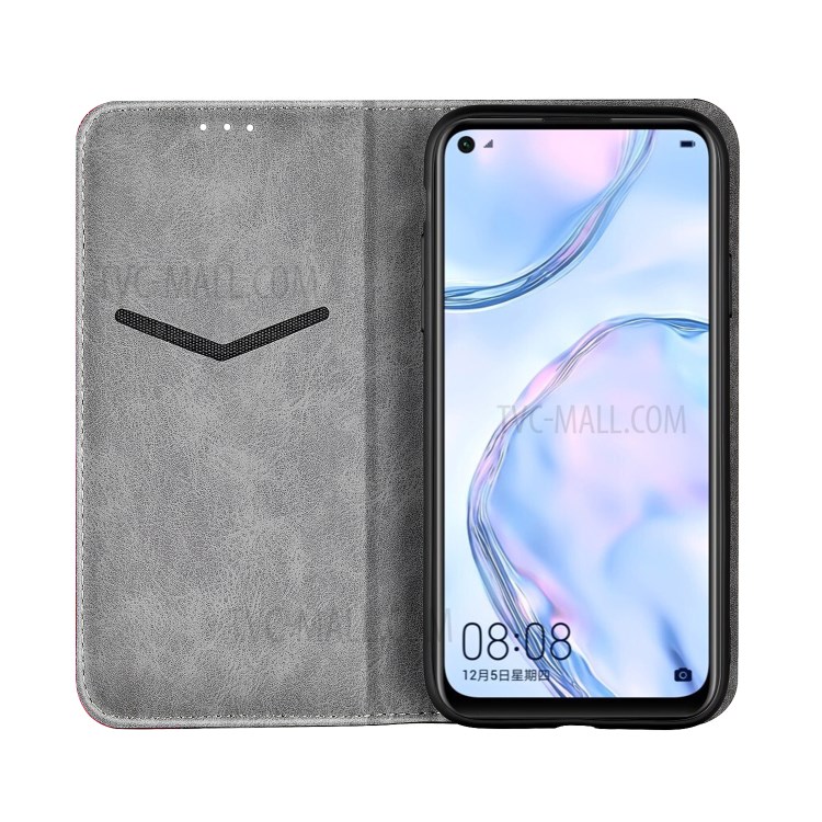 Auto-absorbed Business Splice Leather Case with Stand Card Slot Shell for Huawei P40 lite/nova 6 SE/Nova 7i - Grey-5