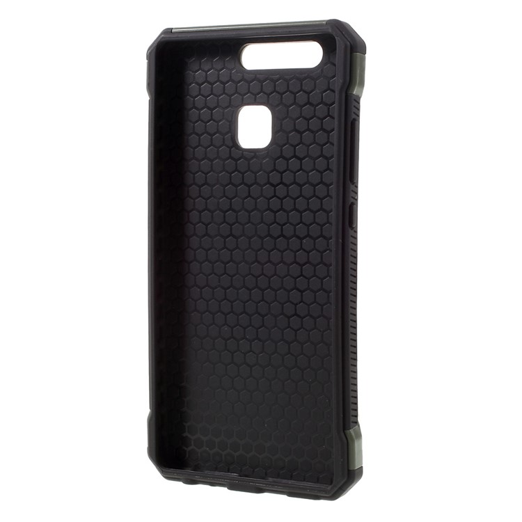 Camouflage Leather Coated PC TPU Back Case for Huawei P9 - Green-2