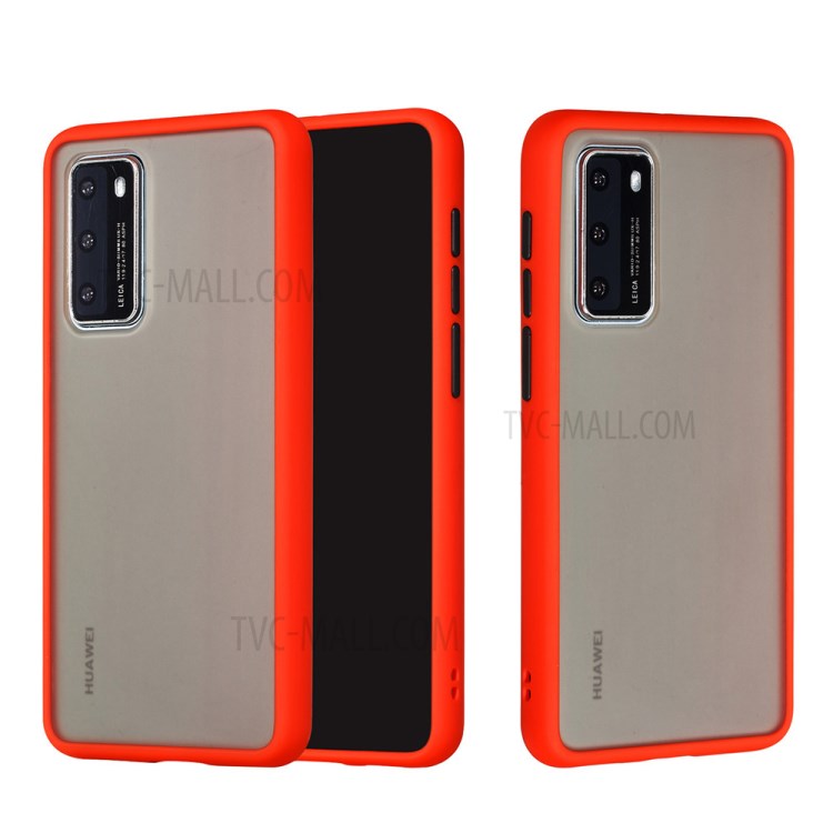 Frosted Skin Drop-resistant PC + TPU Hybrid Shell for Huawei P40 - Red-1
