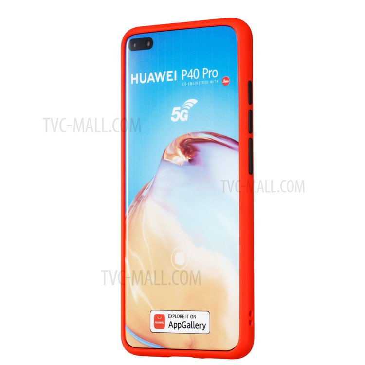 Matte Skin Drop-resistant PC + TPU Hybrid Protective Case for Huawei P40 Pro - Red-3