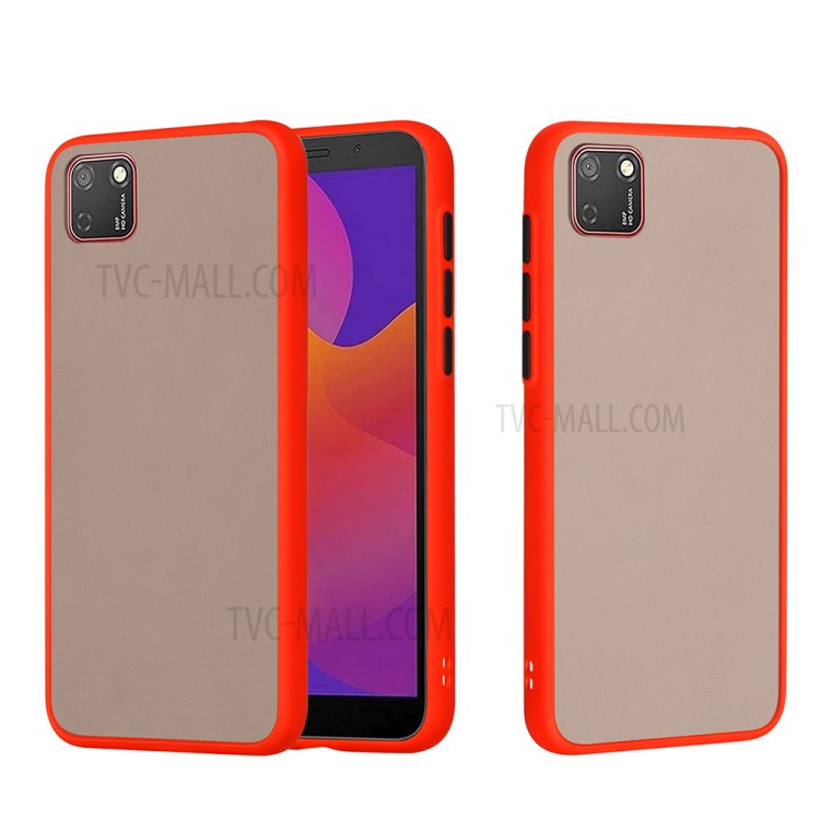 Matte Skin Drop-resistant PC + TPU Unique Shell for Huawei Y5p - Red-1