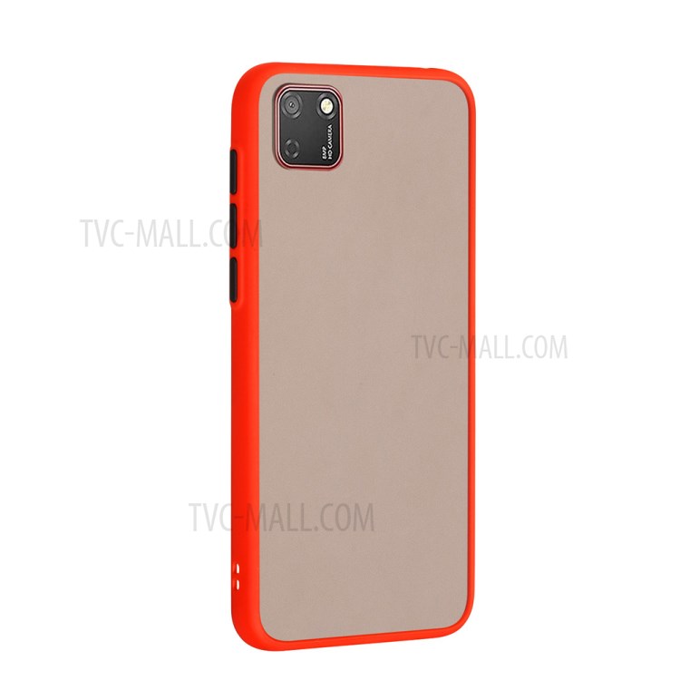 Matte Skin Drop-resistant PC + TPU Unique Shell for Huawei Y5p - Red-4