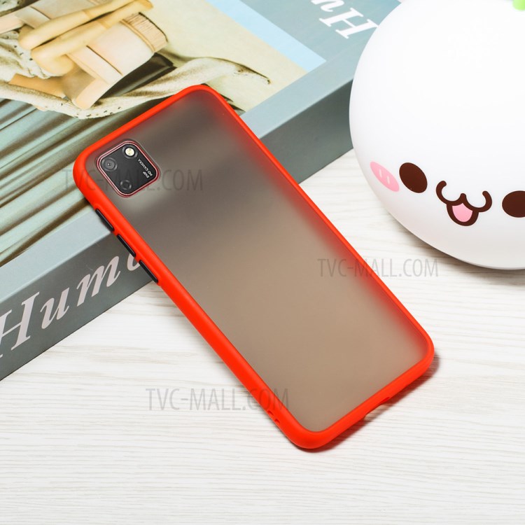 Matte Skin Drop-resistant PC + TPU Unique Shell for Huawei Y5p - Red-7