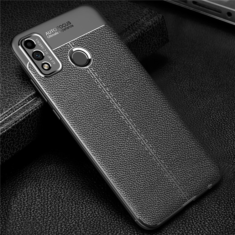 Litchi Textur TPU Back Case Für Honor 9x Lite - Schwarz-2