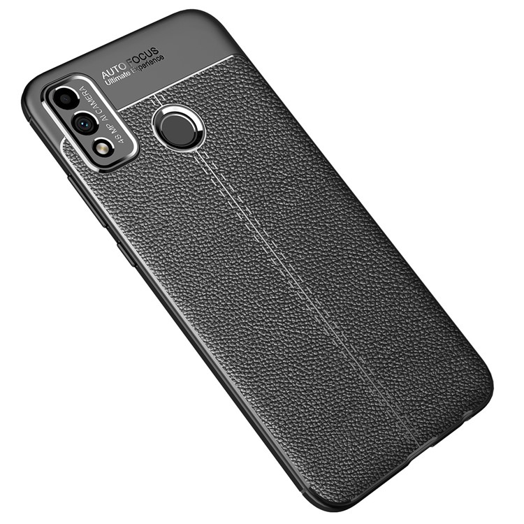 Litchi Textur TPU Back Case Für Honor 9x Lite - Schwarz-3