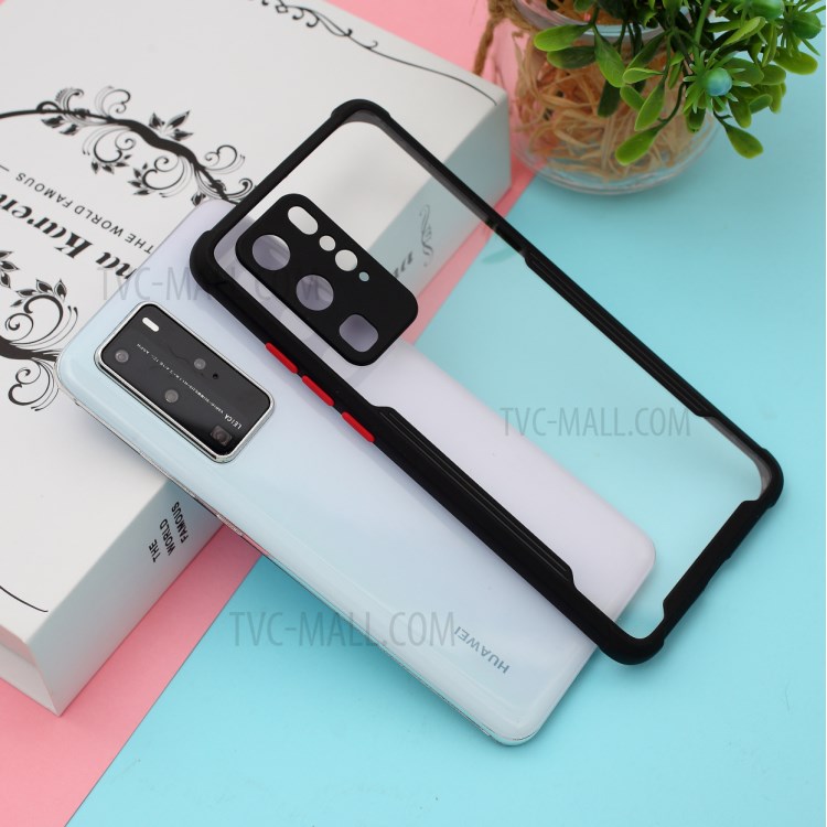 Bi-color TPU Frame + Acrylic Anti-drop Phone Cover for Huawei P40 Pro - Black-1