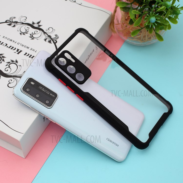 Shockproof Two-tone TPU Frame + Acrylic Back Phone Case for Huawei P40 - Black-1