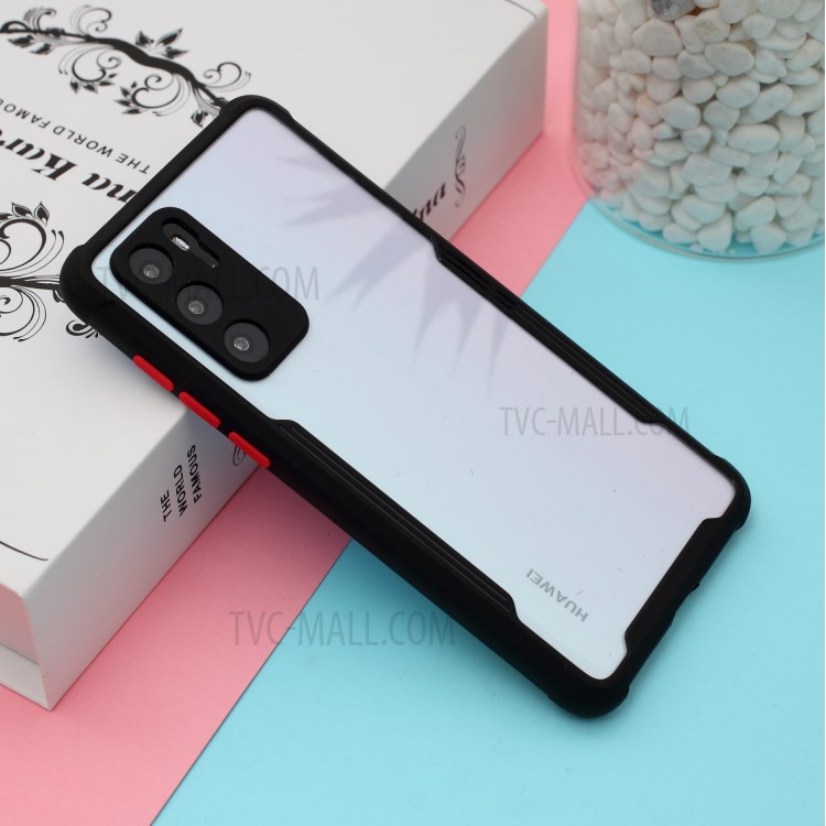 Shockproof Two-tone TPU Frame + Acrylic Back Phone Case for Huawei P40 - Black-2