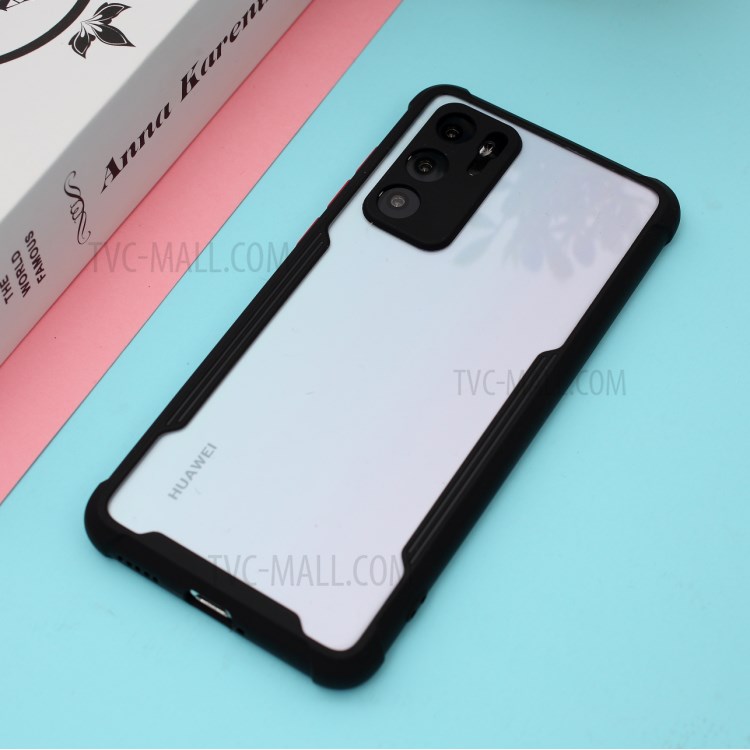 Shockproof Two-tone TPU Frame + Acrylic Back Phone Case for Huawei P40 - Black-5
