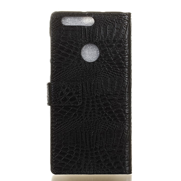 Crocodile Texture Leather Wallet Stand Case for Huawei Honor 8 - Black-2