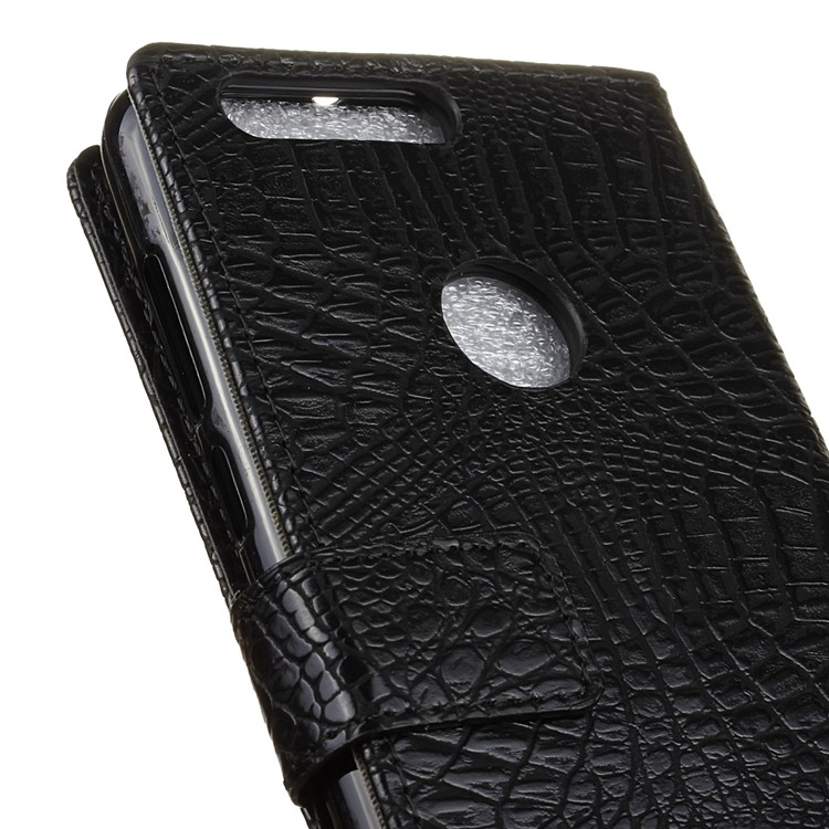 Crocodile Texture Leather Wallet Stand Case for Huawei Honor 8 - Black-3