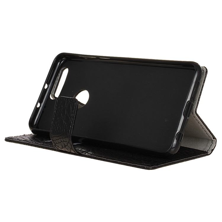 Crocodile Texture Leather Wallet Stand Case for Huawei Honor 8 - Black-5