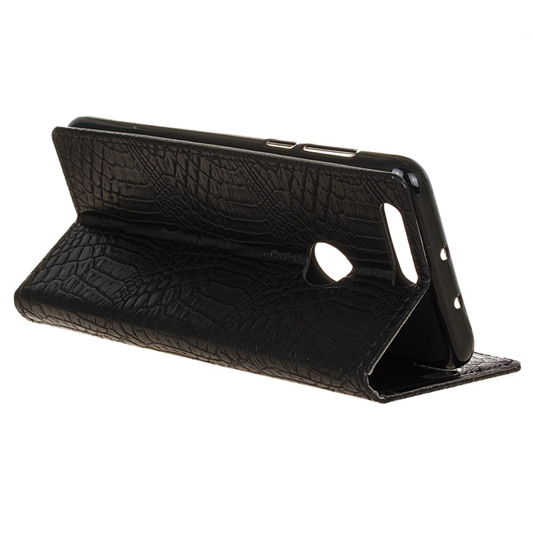 Crocodile Texture Leather Wallet Stand Case for Huawei Honor 8 - Black-6