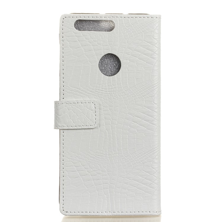 Crocodile Texture Leather Wallet Stand Cover for Huawei Honor 8 - White-2