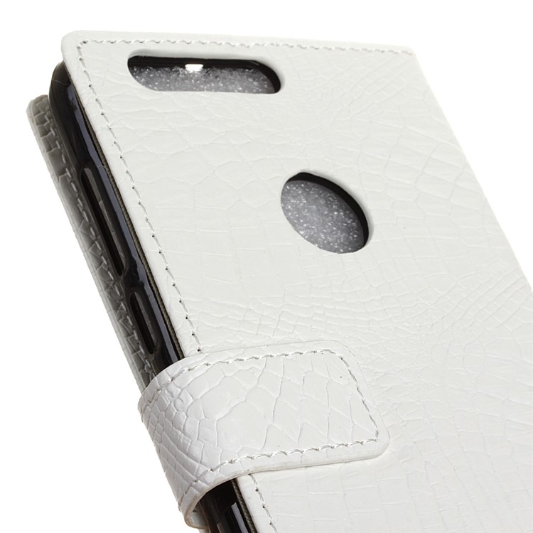 Crocodile Texture Leather Wallet Stand Cover for Huawei Honor 8 - White-3