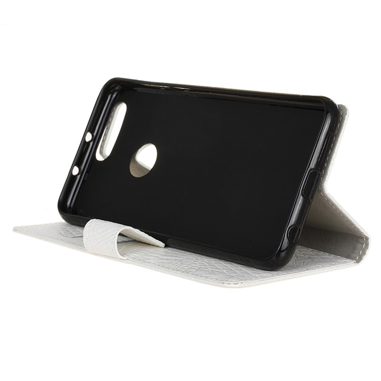 Crocodile Texture Leather Wallet Stand Cover for Huawei Honor 8 - White-5