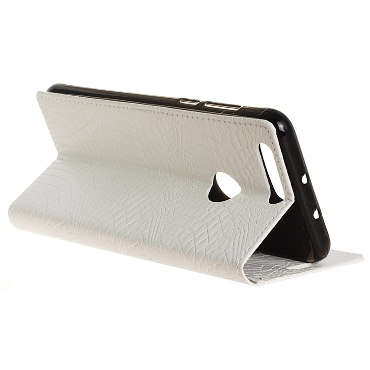 Crocodile Texture Leather Wallet Stand Cover for Huawei Honor 8 - White-6