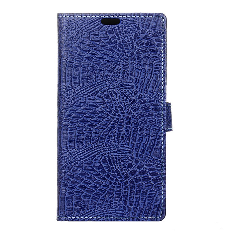 Crocodile Texture PU Leather Case with Card Slots for Huawei Honor 8 - Dark Blue-1