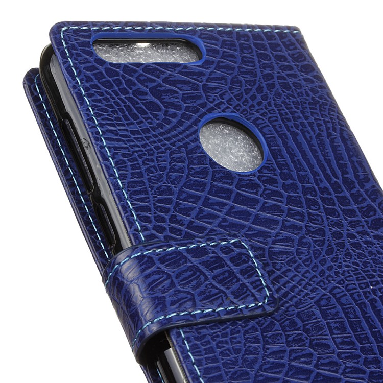 Crocodile Texture PU Leather Case with Card Slots for Huawei Honor 8 - Dark Blue-3