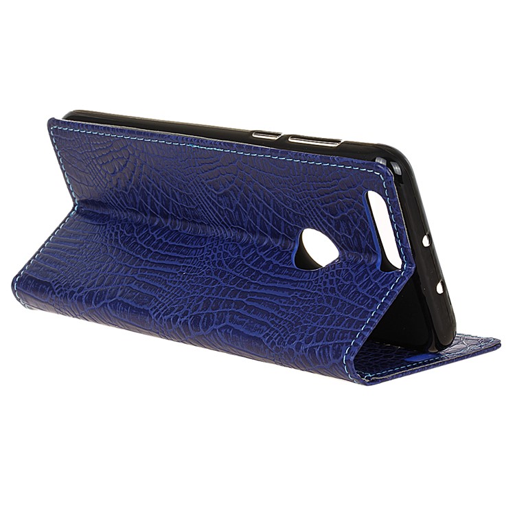 Crocodile Texture PU Leather Case with Card Slots for Huawei Honor 8 - Dark Blue-6