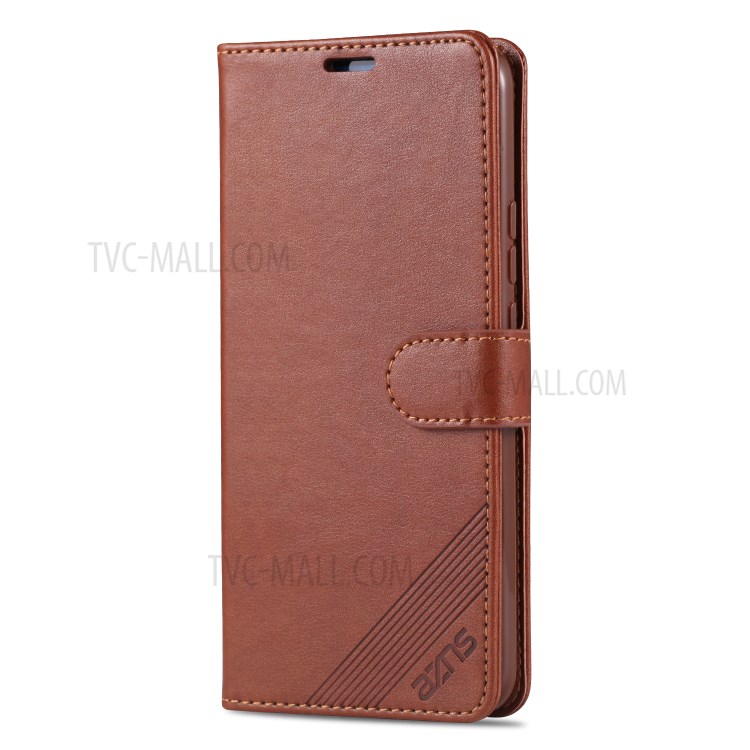 AZNS Leather with Wallet Shell for Huawei Y6p - Brown-2