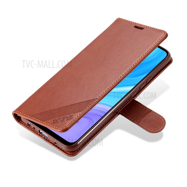 AZNS Leather with Wallet Shell for Huawei Y6p - Brown-4