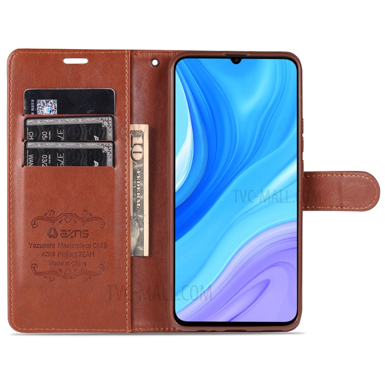 AZNS Leather with Wallet Shell for Huawei Y6p - Brown-9