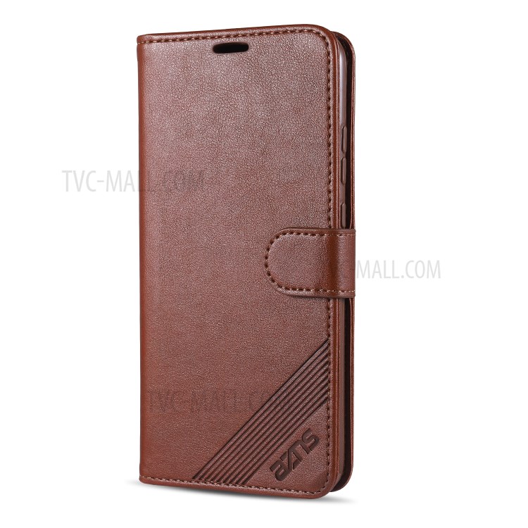 AZNS Wallet Stand Leather Phone Shell for Huawei P smart 2020 - Brown-2