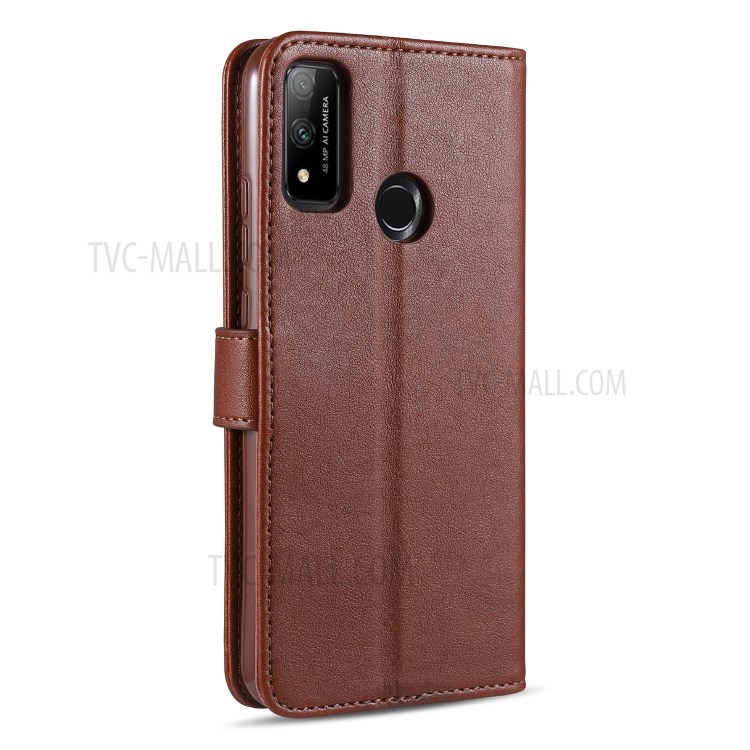 AZNS Wallet Stand Leather Phone Shell for Huawei P smart 2020 - Brown-3