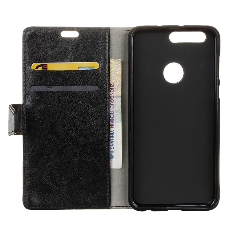 Crazy Horse Wallet Stand Leather Case for Huawei Honor 8 - Black-3