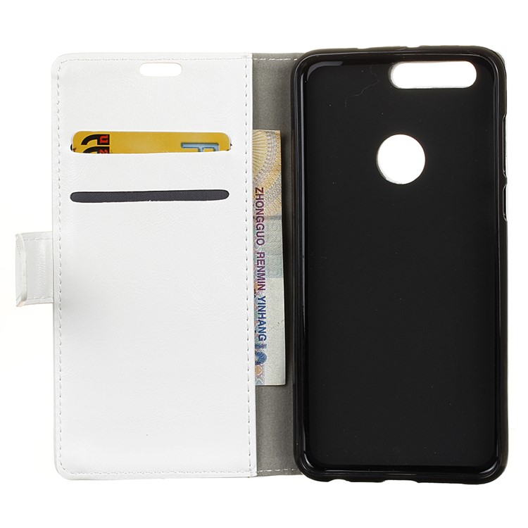 Crazy Horse Wallet Stand Leather Cover for Huawei Honor 8 - White-3