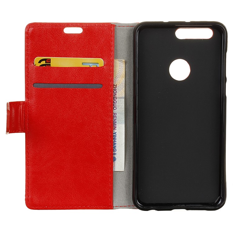 Crazy Horse Wallet Stand Leather Flip Case for Huawei Honor 8 - Red-3