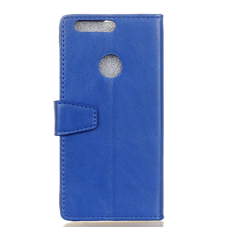 Crazy Horse Card Holder Leather Phone Case for Huawei Honor 8 - Blue-2