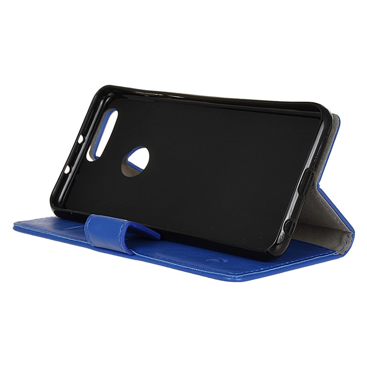 Crazy Horse Card Holder Leather Phone Case for Huawei Honor 8 - Blue-4