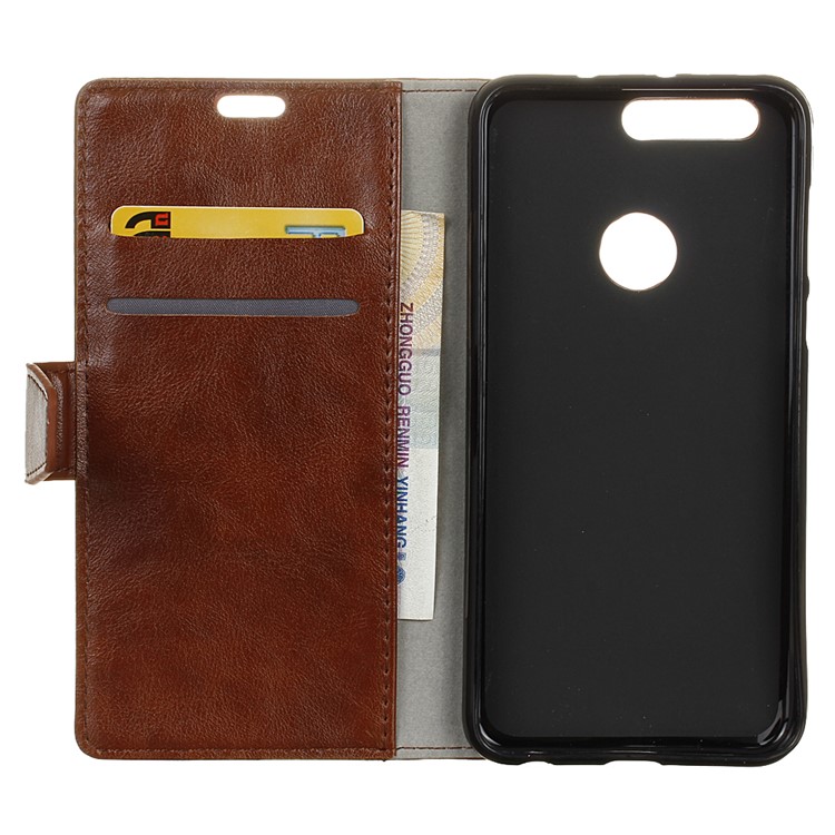 Crazy Horse Leather Flip Case with Stand for Huawei Honor 8 - Brown-3