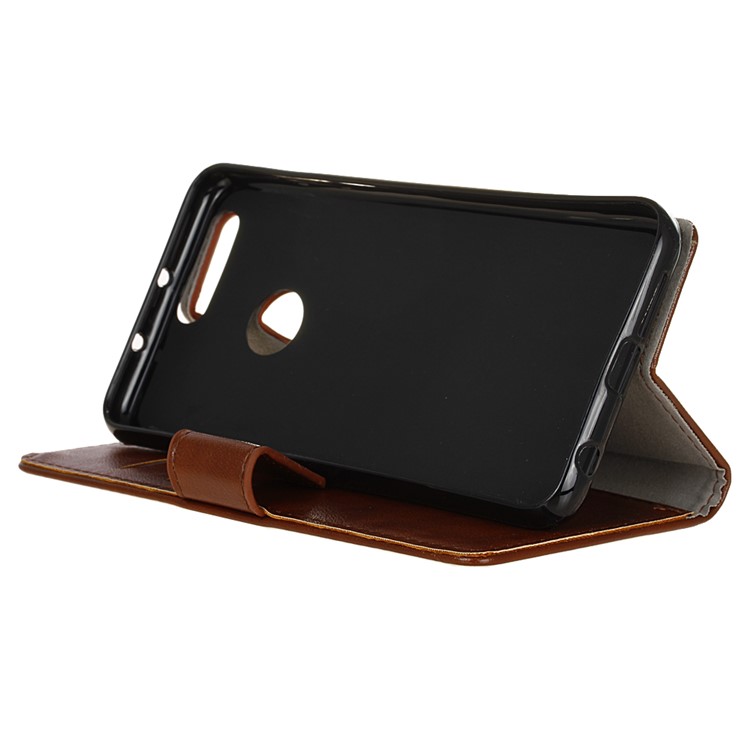 Crazy Horse Leather Flip Case with Stand for Huawei Honor 8 - Brown-4
