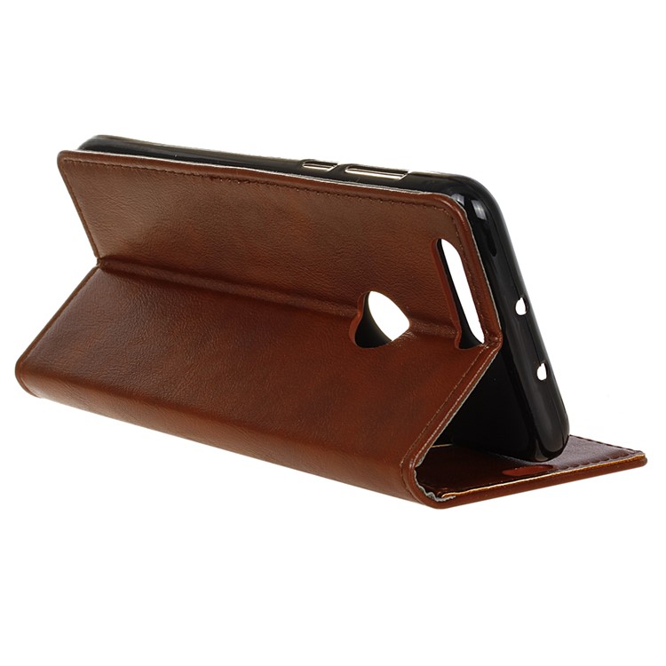 Crazy Horse Leather Flip Case with Stand for Huawei Honor 8 - Brown-5