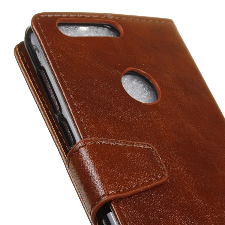 Crazy Horse Leather Flip Case with Stand for Huawei Honor 8 - Brown-7