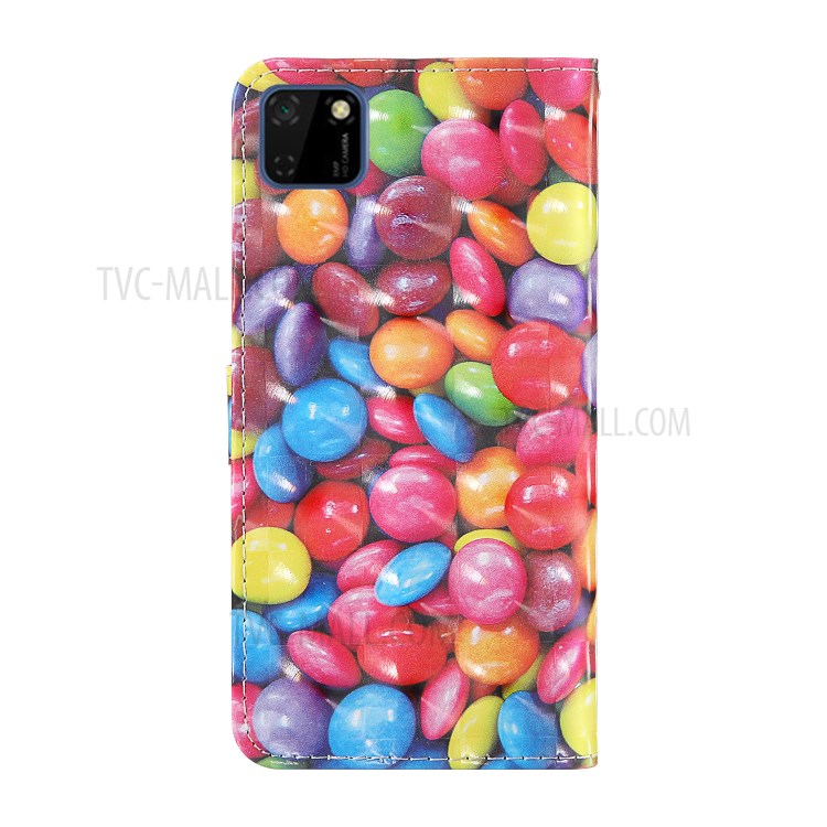 Light Spot Decor Patterned Magnetic Leather Stand Case for Huawei Y5p - Colorful Beans-2