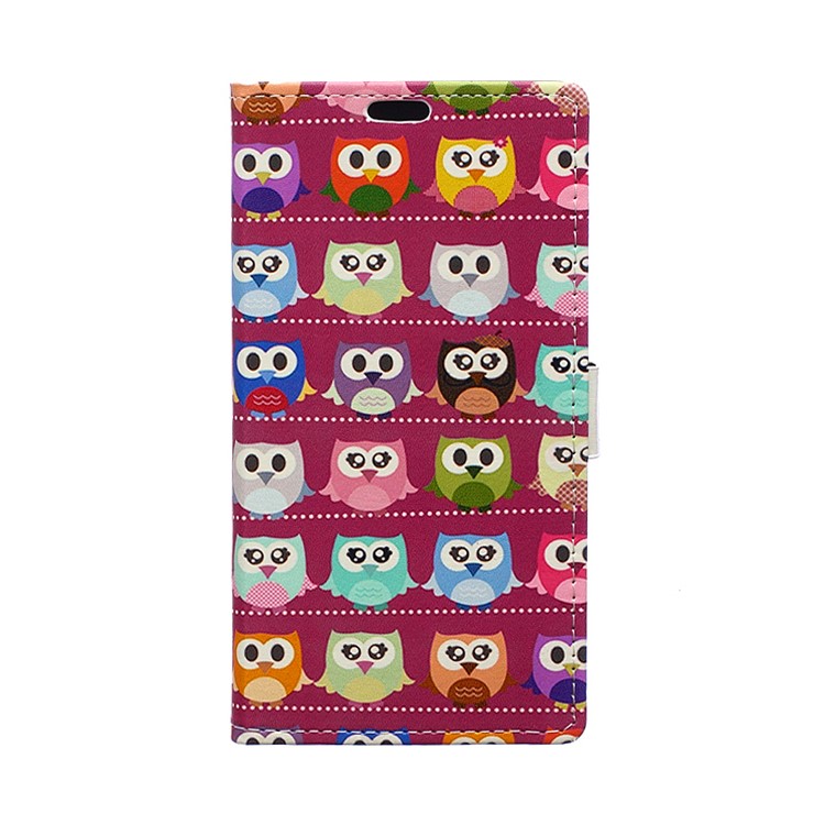 Pattern Printing Leather Wallet Stand Case for Huawei Honor 8 - Red Lovely Owls-1